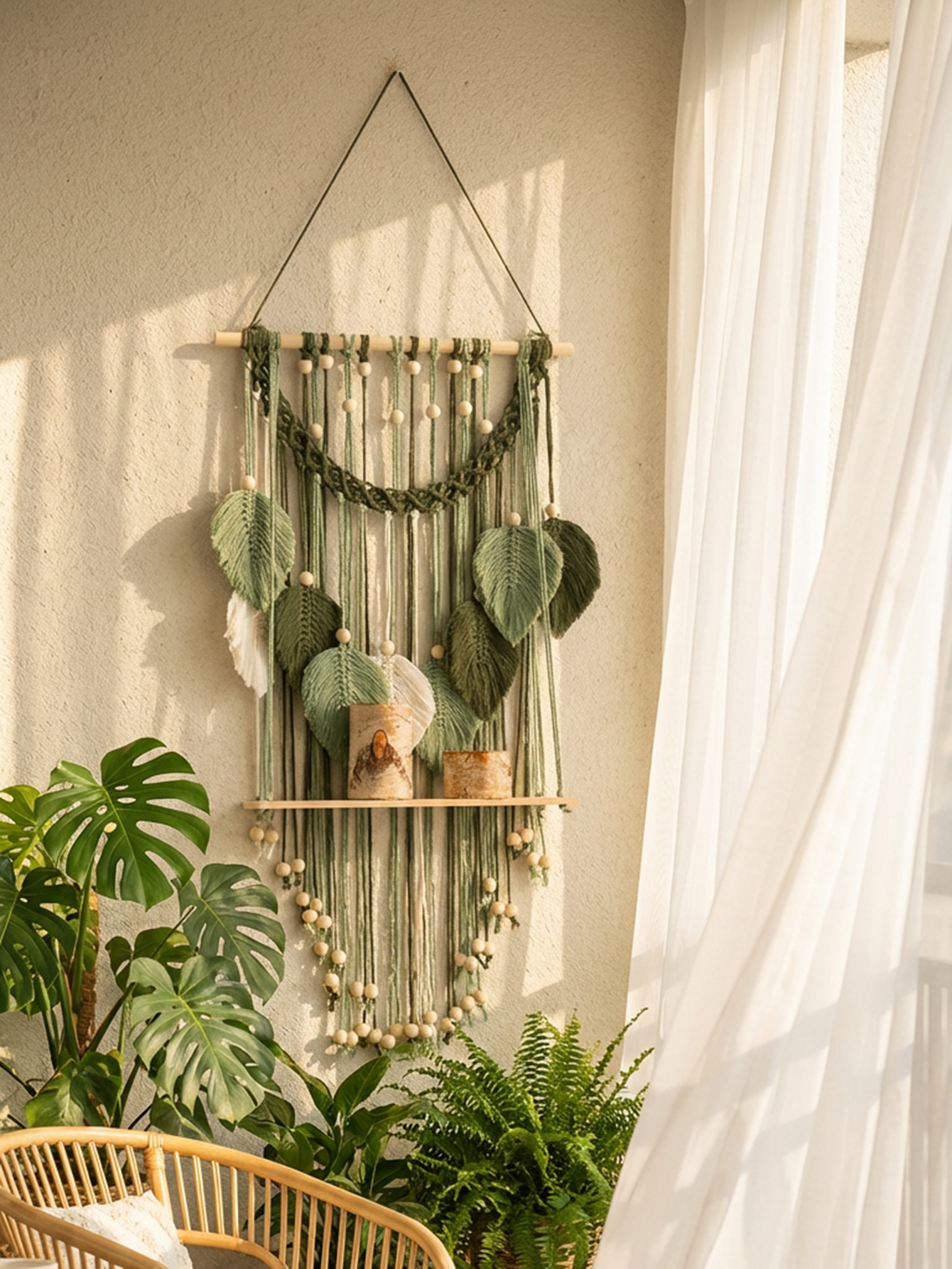 Boho Macrame Wall Hanging Shel - Home Art Textiles review and price