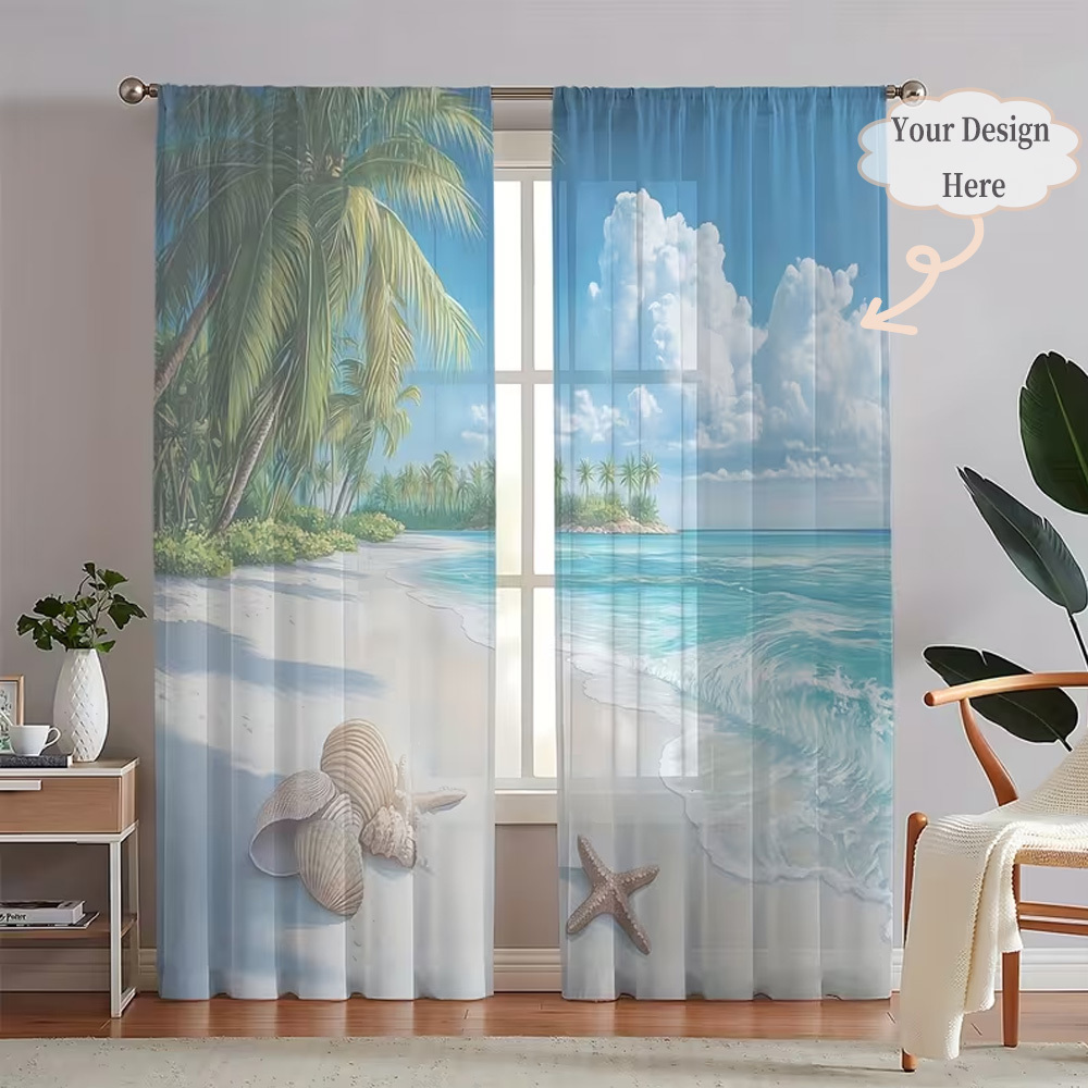 Custom 2D Flat 2pcs Sheer Curt - Home Textiles Images review and price