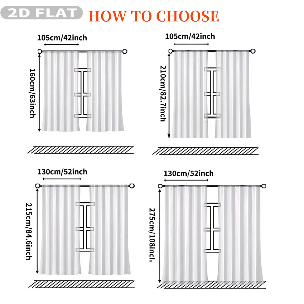 Custom 2D Flat 2pcs Sheer Curt - Home Textiles Images review and price