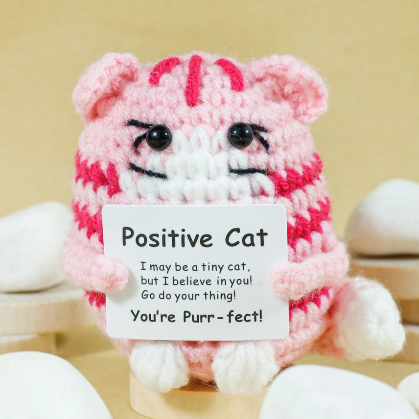 Funny Crochet Positive Cat Dol - Home Textiles Today review and price