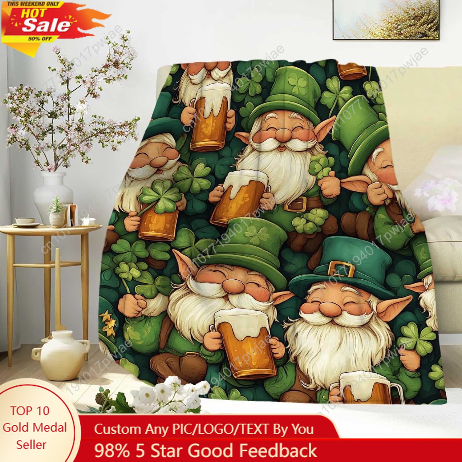 St. Patrick’s Day Gnome Throw  - Home Textiles Today review and price