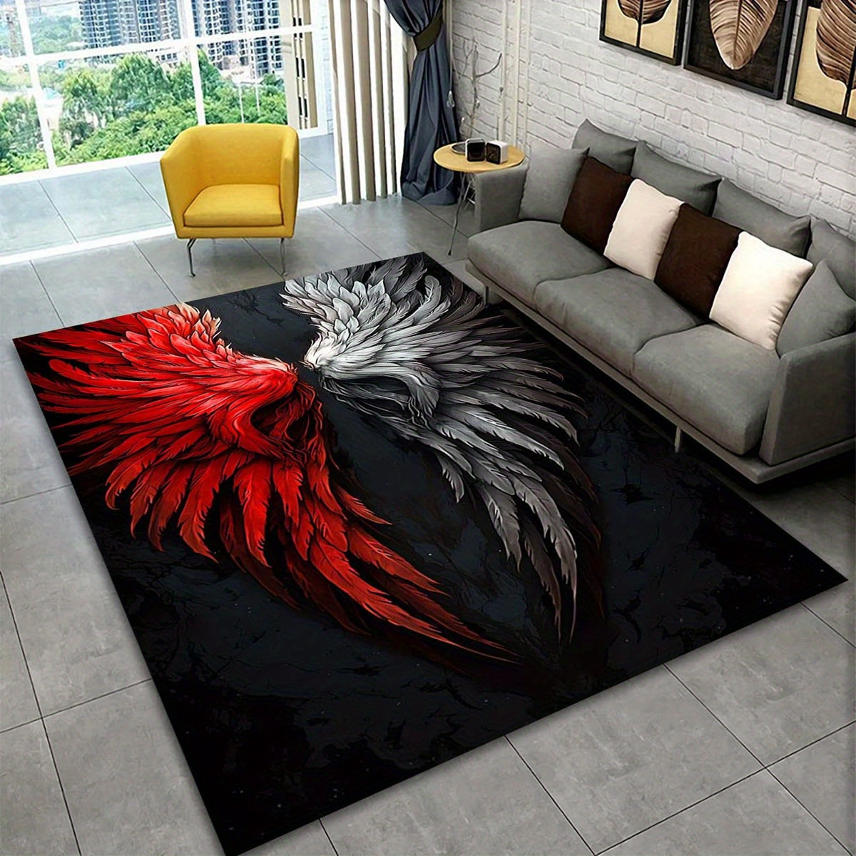 Red and White Wings Rug Modern - Home Art Textiles review and price