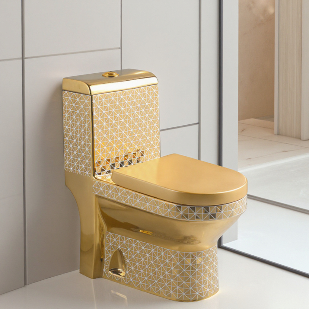 Golden Toilet,Modern One-Piece - P & C Home Textiles Usa review and price